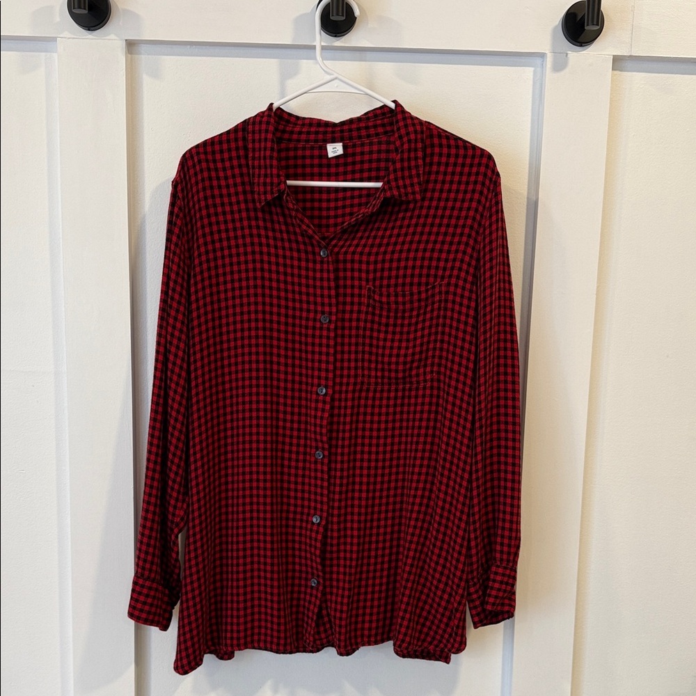 Old Navy Red and Black Plaid button down Shirt